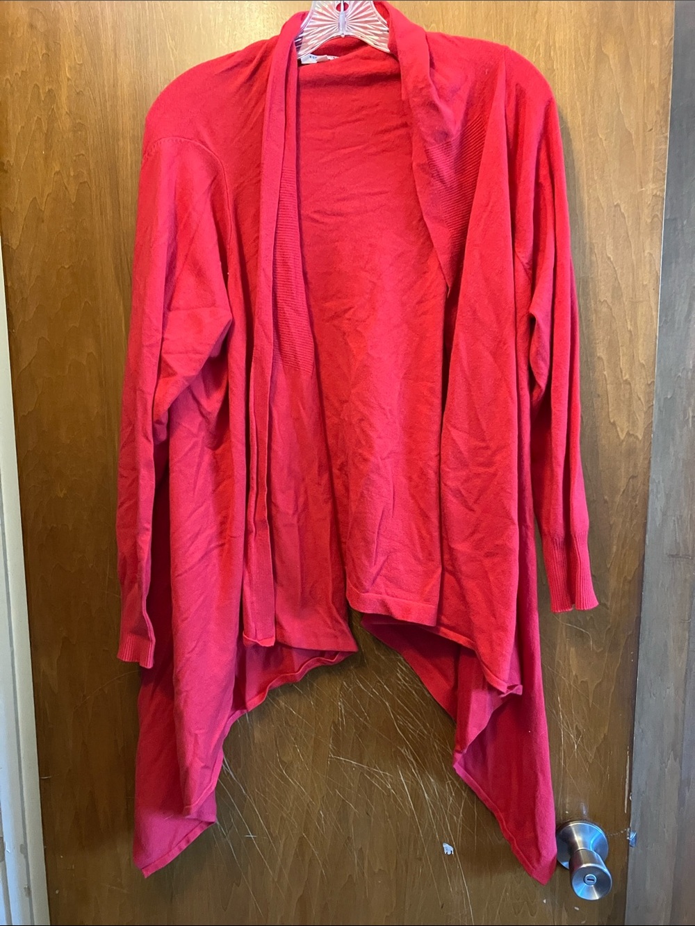 Essentials Open-Front Red Draped Cardigan Milano Essentials Size XL